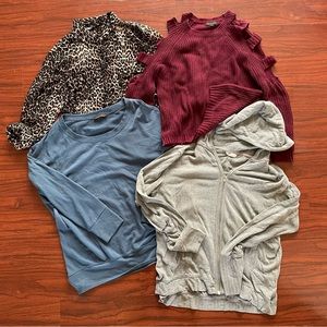 Bundle lot of 4 Long Sleeve Shirts & Sweaters Size M